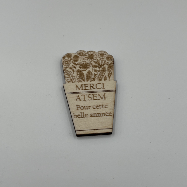 magnet pot de fleurs merci maitresse , atsem, nounou