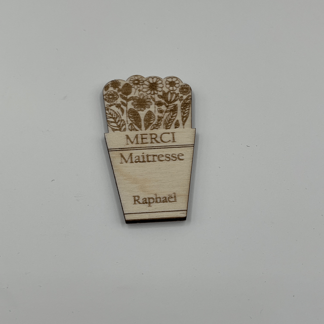 magnet pot de fleurs merci maitresse , atsem, nounou